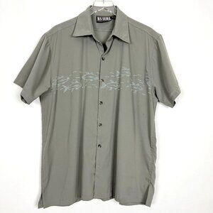 RS Surf Shirt Mens XL Grey Shark Embroidered Lightweight Short Sleeve Fishing